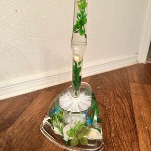 Decorative Toilet Brush with Green and White Accents